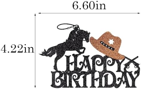 Western Cowboy Cake Topper - Glitter Theme Happy Birthday Party Decoration, Baby Shower & Boy/Girl Birthday Party Decoration Supplies