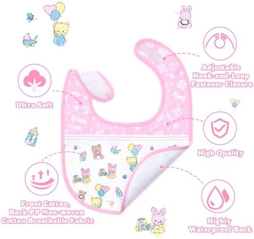 Littleforbig Cotton Waterproof Babydoll Printed Adult Bib with Adjustable Hook-and-Loop Fastener Closure - Baby Cuties Adult Bib