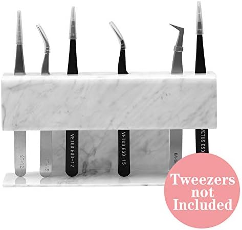 Lash Extension Supplies Tweezer Holder Stand GEMERRY Eyelash Extension Supplies Accessories Tools Acrylic Display Storage 8 Pcs Tweezers Shelf Holder (Marbling)