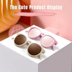 Cute Kids Polarized Sunglasses,Baby Sun Glasses with Strap for Toddler Girls Boys Flexible Round UV Protection