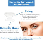 Air Bag Nosepads,Butterfly Shape,Adhesive Eyeglass Nose Pads Anti-Slip Nose Pads Comfortable Air Chamber Nose Pads for Eyeglasses Sunglasses Spectacles,10 Pairs,Transparent,1.8mm
