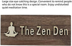 The Zen Den signs Room Decor Meditation in Progress Wall Hanging Sign,Inspirational Wooden Door Plaque for Yoga Studio Bedroom Decoration (Brown)