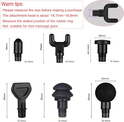 EDNEY 6 Pack Replaceable Massage Gun Heads, Muscle Massager Gun Accessories in Assorted Functions, Massage Head Outer Dia.18.6 mm (0.73 in), NOT Universal for All Massage Gun