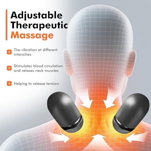 Gifts for Family, 3-in-1 Electric Neck Massager Pillow for Bed - Pillow Massage Neck Hump for Shoulder Pain, with Vibrating Heating and Traction Function