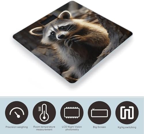 Cute Raccoon Weight Scale High Precision Digital Body Scale Cute Compact Slim Bathroom Scale Sleek Modern Personal Body Weighing Machine for Bedroom Kitchen and Bathroom