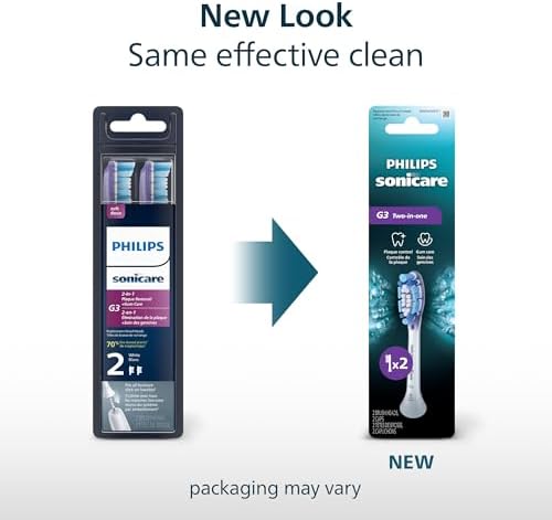 Philips Sonicare G3 Two-in-One - Genuine Replacement Electric Toothbrush Heads, White, 2 Pack, HX9052/77