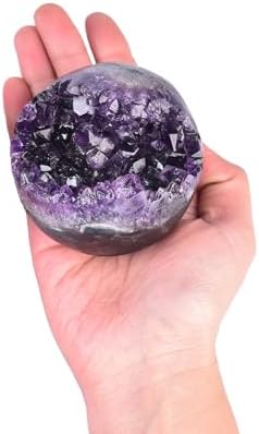 AMOYSTONE Amethyst Cluster Ball 2.8-3.2" Witchcraft Ritual Orb with Natural Druzy Formation