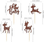 Ercadio 36 Pack Deer Cupcake Toppers Brown Glitter Deer Oh Baby Cupcake Toppers Deer Cupcake Picks for Christmas Theme Deer Birthday Baby Shower Cake Decoration Supplies