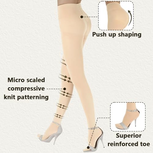 +MD 90D Women's Light Compression Pantyhose 15-20mmHg Smooth Ladies Support Stockings Compressive Tights Opague