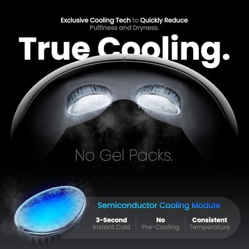 BOB AND BRAD EYEFLOW Eye Massager with Heat & Cooling, FSA Eligible and HSA - Semiconductor Cold Compress Eye Mask for Migraines, Dry Eyes & Dark Circles, Heated Temple Massager for Headaches & Sleep