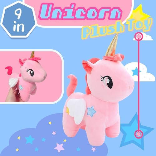 Pink Unicorn Stuffed Animal Plush Toys, Kawaii Plushies, Huggable and Cute Pink Plush Unicorn Toys Stuffed Animals for Girls, Boys, Birthday Gifts, Christmas Decorations, Valentines Day Gifts