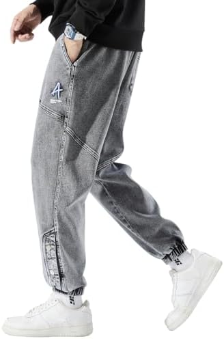 Men's Jogger Jeans Denim Joggers Streetwear Casual Jean Sweatpants Drawstring Elastic Waist Cargo Pants