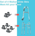 Dotday 4 Pack Walker Skis Glides for Folding Walkers, Essentials Universal Walker Accessories for Seniors, Mobility Aid Accessory for Seniors