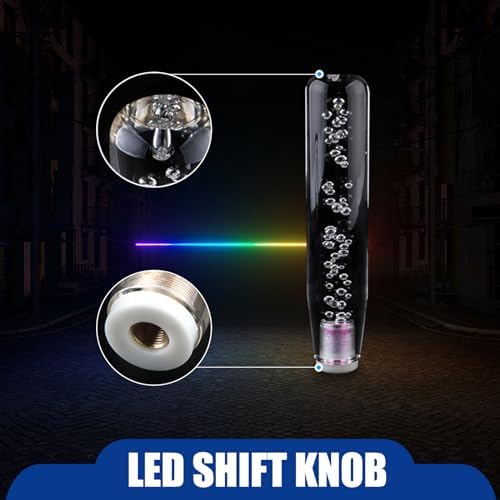 1 PC Car Personalized Gear Shift Head, LED Illuminated Crystal Bubble Shift Knob Wave Stick Head, 7.87" Cool Shift Head, Replacement Modification Accessories, for Most Models (Transparent)