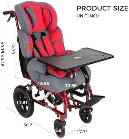 Wheelchair for Kids with Cerebral Palsy, Lightweight and Foldable Aluminum Alloy Frame Pediatric Wheelchair with Dining Table, Providing Comfortable Mobility for Disabled Teenagers