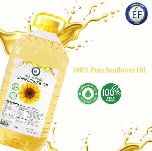 Eastern Feast - 100% Pure Sunflower Oil, (5 L) 1.32 Gallon, High Heat Neutral Cooking Oil