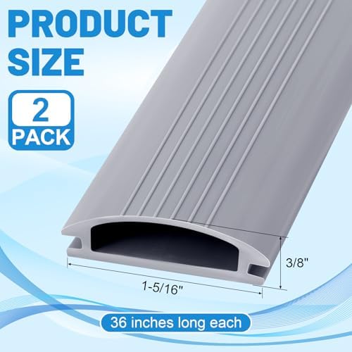 2 Pack 36 Inch Door Threshold Seal Vinyl Replacement Insert for Adjustable Height Aluminum Thresholds 1-5/16 x 3/8 Inch Gray Flexible Door Threshold Strip for Exterior Front Door Weather Stripping
