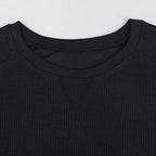 JEEING GEAR Men's Basic Long Sleeve Waffle Sweatshirt Loose Fit Workout Pullover Crewneck Shirt