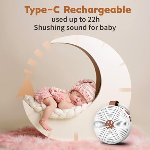 Battery Sound Machine Mini White Noise Machine Baby Shushing Portable Brown Noise Machine 30 Soothing Sounds for Kids Adults Dogs Auto-Off Timer 32 Volume Levels Sleep Machine for Home Office Privacy