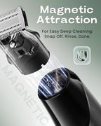 Body Hair Trimmer for Men， All-in-One Grooming Kit with Innovative Perforated Dual-Sided Blade, Detachable Magnetic Head, Suitable for face and Body, IPX7 Waterproof, LED Display