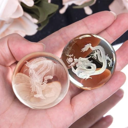 ZORZA 2Pcs Baoding Balls for Hand Therapy Chinese Health Exercise Stress Balls Dragon and Phoenix Crystals Balls for Hand Massage,Stress Relief and Exercise