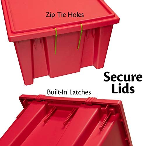 Akro-Mils 35231 Heavy Duty Plastic Lids for 35225 and 35230 Industrial Strength Nest and Stack Storage Bins and Totes for Storage, Red, 3-Pack