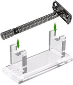 Linkidea Acrylic Men's Razor Stand Holder, Stable Storage Bracket Bathroom Countertop Organizer, Easy Clean, Compatible with Viking Blade Chief, MK-23C, Shaving Revolution (Clear)