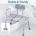 HOMLAND Tub Transfer Bench for Bathtub, FSA/HSA Eligible 400 lbs Heavy Duty Shower Chair with Backrest, Slip-Resistant Feet, Height Adjustable Shower Bench Shower Seat for Elderly and Disabled