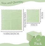 HEIPINIUYE 50 Pieces 2-ply Sage Green Napkin Disposable Scalloped Cocktail Napkins Beverage Napkins Dessert Napkins Paper Napkins for Wedding Birthday Party Paper Dinner Napkins