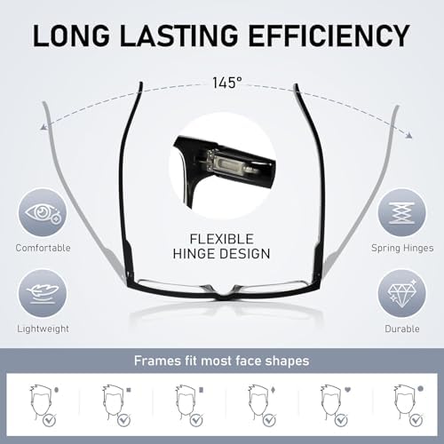 NORPERWIS Reading Glasses 5 Pairs Quality Readers Spring Hinge Glasses for Reading for Men and Women (5BLACK, 0.5)