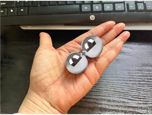 Stainless Steel Baoding Balls Set, 1.2 Inches Chinese Health Balls, Metal Stress Relief Hand Massage Balls No Chime for Hand Exercise, Hands Therapy