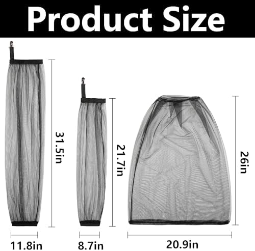 5 Pcs Mosquito Netting Suit-Extra Large Mosquito Head Net Mesh,Arm and Leg Sleeves-Mosquito Protection Suit for Men Women Camping Hiking Fishing