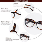 Oversized Reading Glasses for Women Men Trendy Large Frame Blue Light Blocking Readers Eyewear with Spring Hinges