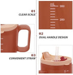 Senior Water Cup - 300ml Spill Proof Straw Cup With Handles - Drinking Beaker Cup For Disabled Adults, Senior Drinking Mug With Lid & Straw, Senior Care Cup For Elderly, Patients, Pregnant & Disabled