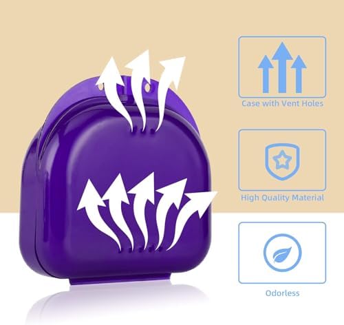Annhua Dental Mouth Guard case Orthodontic Retainer Cases Container with Vent Holes, Denture Holder Clear Aligner Box for Household|Office|Travel - Dark Purple