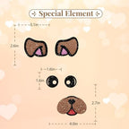 Bulldog Face Cake Topper, Puggy Dog Birthday Cake Decor, Black&Brown Glitter Dog Face Let's Pawty Cake Topper Set for Baby Shower, Pet Animal Themed Party Supplies