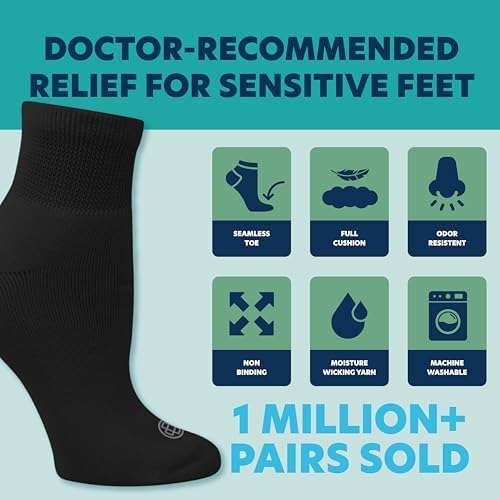 Doctor's Choice Diabetic Socks for Men, Seamless Socks with Non Binding Top, 4 Pairs, Large 9-12 & X-Large 13-15