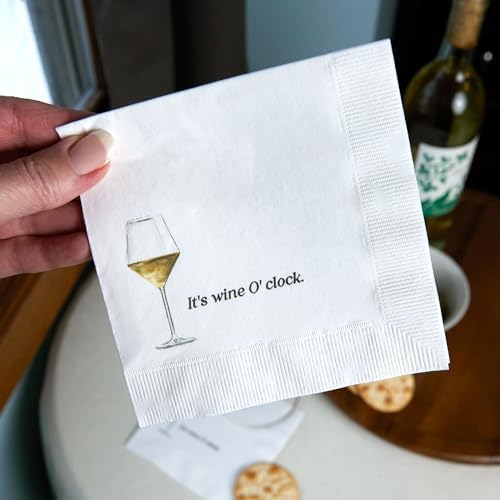 It's Wine O'Clock Cocktail Napkins, 3-Ply, Disposable Napkins, Full Color (20 Count)