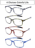 DOOViC Computer Reading Glasses Blue Light Blocking TR90 Frame Lightweight Flexible Readers for Women Men,4 Pack