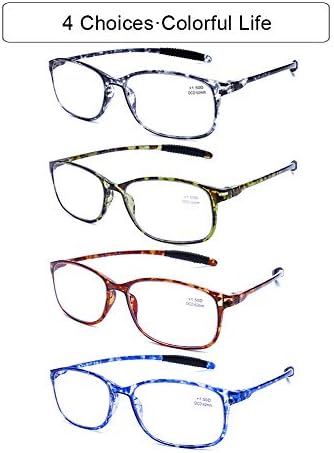 DOOViC Computer Reading Glasses Blue Light Blocking TR90 Frame Lightweight Flexible Readers for Women Men,4 Pack