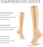 Valcatch 3 Pairs Zipper Compression Socks for Women Men 20-30 mmHg Support Hose Stockings Calf Knee High Running Walking