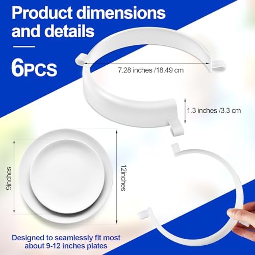 Landical 6 Pcs Plate Guard for Eating Spill Proof Food Guard One Handed Adaptive Equipment for Elderly Disabled Handicapped Parkinson Scooping Food, Fits Most 9" to 12" Plates(Translucent)