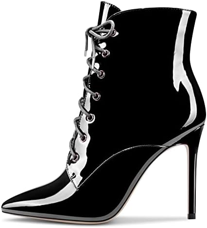 Castamere Women Stiletto High Heel Zipper Pointed Toe Ankle Boots Short Bootie Lace-up Dress Sexy Office 3.9 Inches Heels Boots