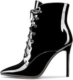 Castamere Women Stiletto High Heel Zipper Pointed Toe Ankle Boots Short Bootie Lace-up Dress Sexy Office 3.9 Inches Heels Boots