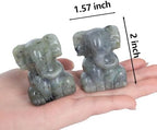 2 Inch Crystal Elephant Decor Statues, Labradorite Cute Sitting Elephant Figurines, Reiki Healing Crystal Carved Animal Statues, Home Office Desk Hand Carved Decor Gifts for Women