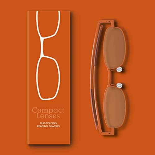 IF Compact Lenses Readers Slim Flat-Folding Unisex Reading Glasses - Cinnamon, +2.5"