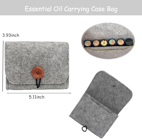 AUONY Essential Oil Carrying Case for 6 Bottles, 5ML / 10ML / 15ML Essential Oils Travel Organizer Storage Pouch Bag