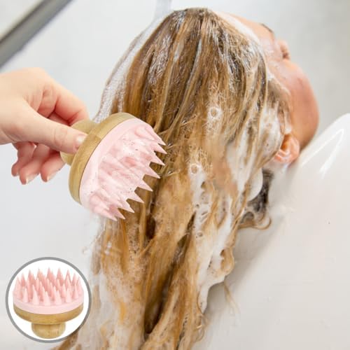Shampoo Brush Hair Scalp Massager Silicone Scalp Brush Shower Hair Cleaning Tool for Deep Exfoliation and Dandruff Removal with Ergonomic Grip 2.95In