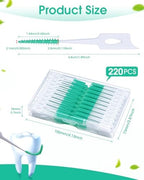220 PCS Dental Floss Picks, Soft Silicone interdental Brush, Floss Picks for Teeth, Toothpicks Brush Between Teeth, Tooth Flossing Brush with Case, Disposable for Teeth Cleaning, Green Color