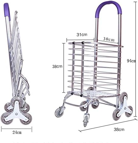 Shopping Trolleys,Shopping Cart Trolley Folding Cart Trailer Trolley Portable Home Elderly Goods Small Cart Climbing Stairs Purple,4 Wheels,31x38x34CM Multifunctional